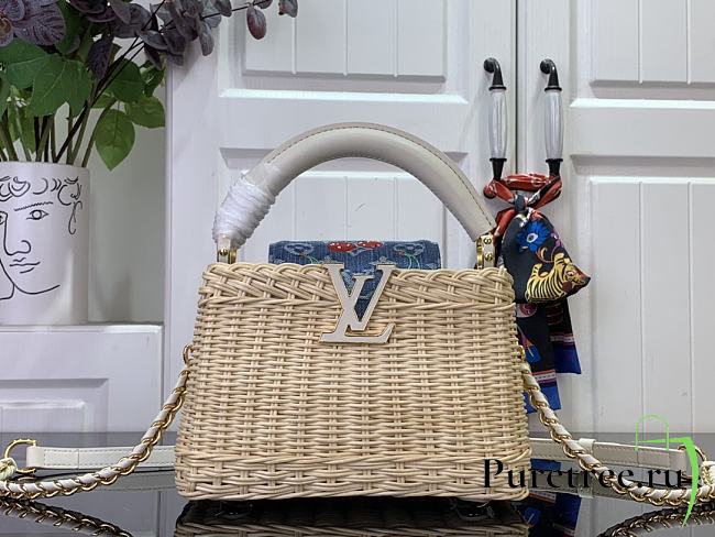 LV x TM Capucines Mini Rattan/Cowhide White - 1