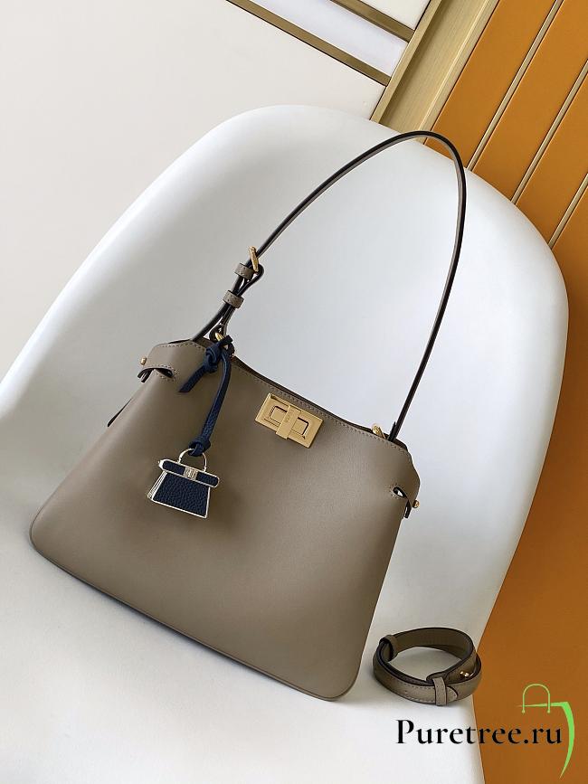 FENDI | Peekaboo Soft Small Bag Light gray leather bag - 1