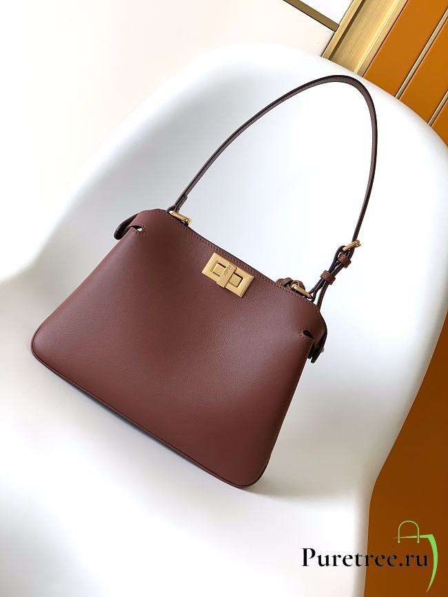 FENDI | Peekaboo Soft Small Bag Brown leather bag - 1