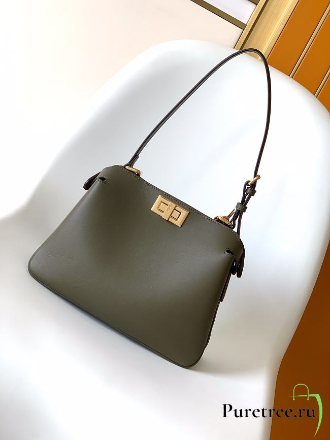 FENDI | Peekaboo Soft Small Bag Green Leather Bag - 1