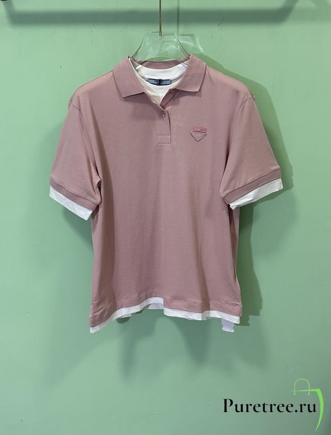 PRADA | Two-Piece Short-Sleeved POLO Shirt In Pink - 1