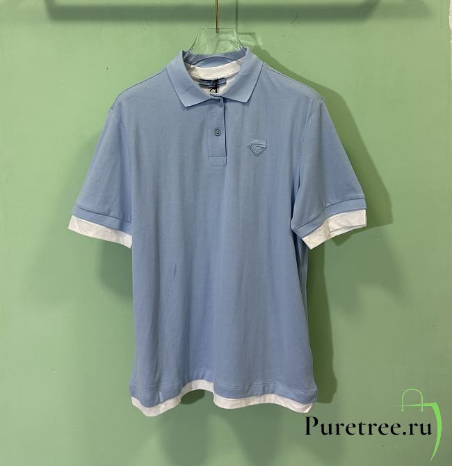 PRADA | Two-Piece Short-Sleeved POLO Shirt In Blue - 1