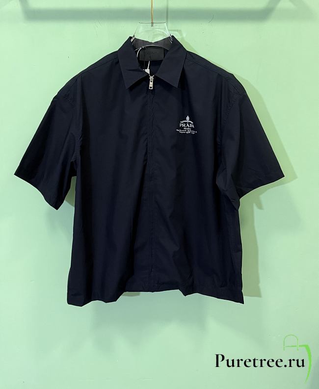 PRADA | Prada printed zipper short-sleeved shirt black - 1