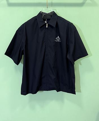 PRADA | Prada printed zipper short-sleeved shirt black