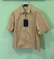 PRADA | printed zipper short-sleeved shirt beige - 5
