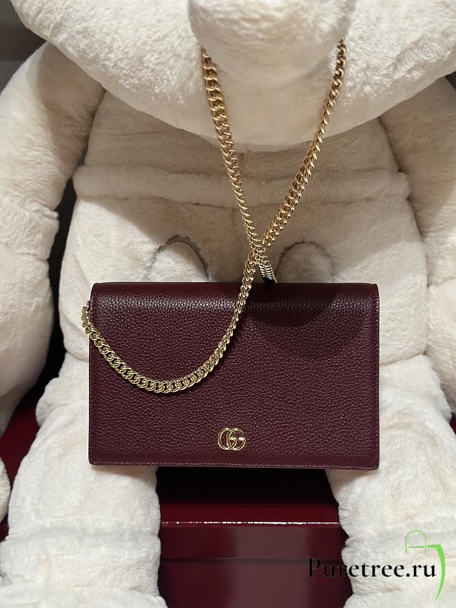 GUCCI | GG Marmont wallet on chain Rosso Ancora red and pink leather - 1