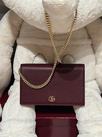 GUCCI | GG Marmont wallet on chain Rosso Ancora red and pink leather