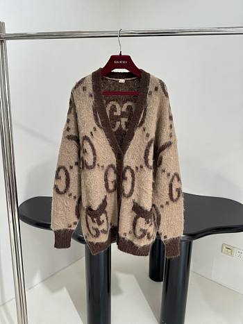 GUCCI | Reversible GG Mohair Wool Cardigan In Beige & Brown