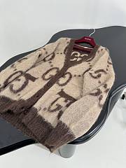 GUCCI | Reversible GG Mohair Wool Cardigan In Beige & Brown - 5