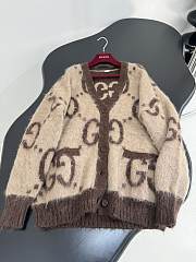 GUCCI | Reversible GG Mohair Wool Cardigan In Beige & Brown - 4