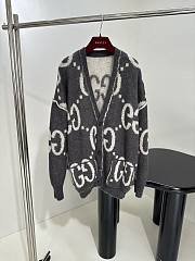 GUCCI | Reversible GG Mohair Wool Cardigan In Dark grey & off-white - 1
