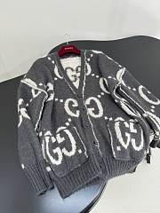 GUCCI | Reversible GG Mohair Wool Cardigan In Dark grey & off-white - 6
