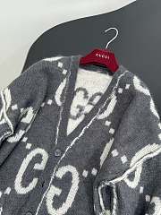 GUCCI | Reversible GG Mohair Wool Cardigan In Dark grey & off-white - 5