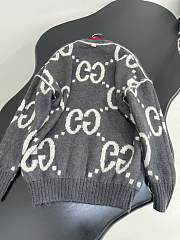 GUCCI | Reversible GG Mohair Wool Cardigan In Dark grey & off-white - 4