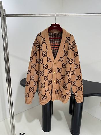 GUCCI | Reversible GG Mohair Wool Cardigan In Brown 
