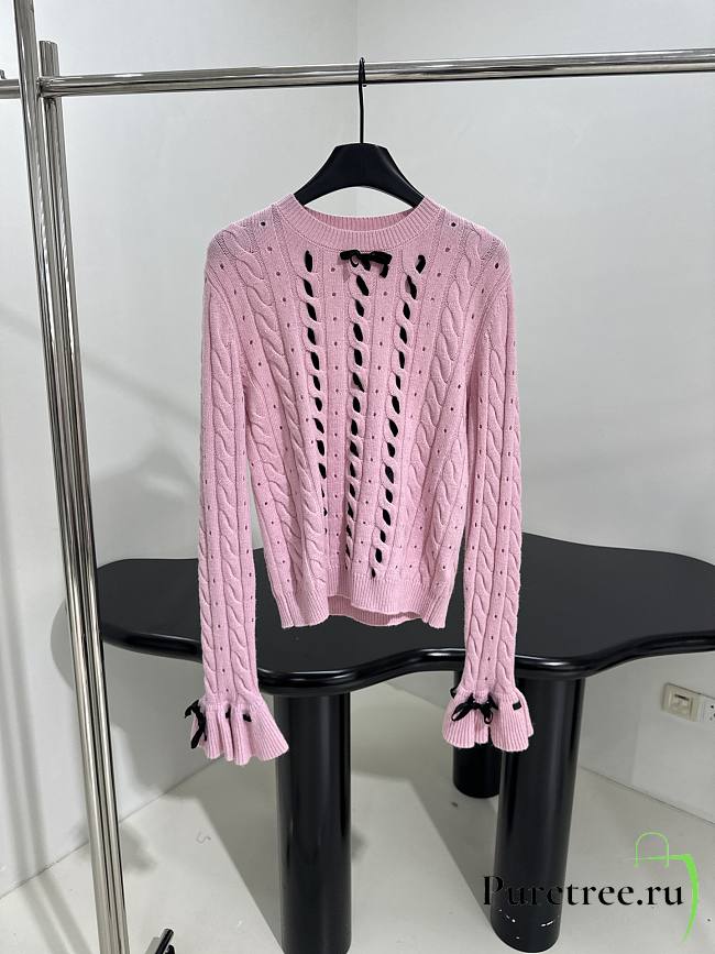 Valentino Wool Ruffle Sleeve Sweater In Pink - 1