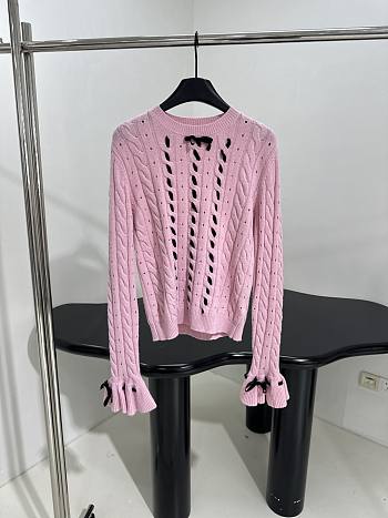 Valentino Wool Ruffle Sleeve Sweater In Pink