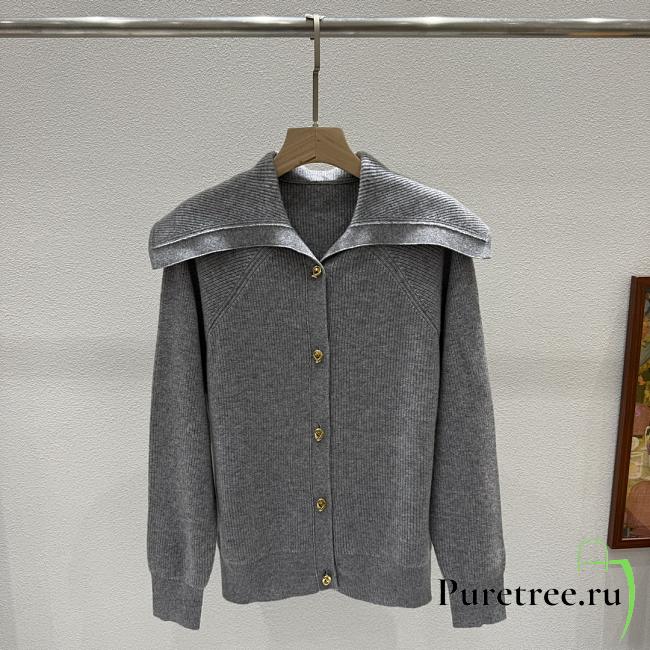 Bottega Veneta Woolen Button Knitwear In Gray - 1