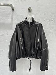 Loewe wide-leg motorcycle leather jacket in black - 1
