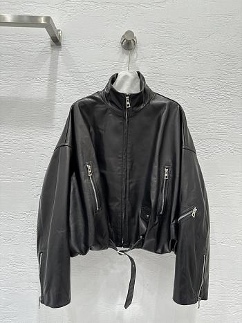 Loewe wide-leg motorcycle leather jacket in black