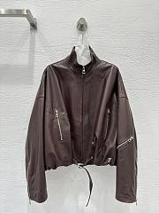 Loewe wide-leg motorcycle leather jacket in burgundy - 1