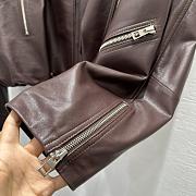 Loewe wide-leg motorcycle leather jacket in burgundy - 5