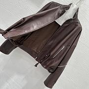 Loewe wide-leg motorcycle leather jacket in burgundy - 4