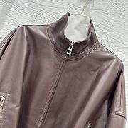 Loewe wide-leg motorcycle leather jacket in burgundy - 3