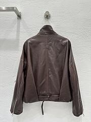 Loewe wide-leg motorcycle leather jacket in burgundy - 2