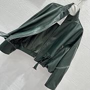 Loewe wide-leg motorcycle leather jacket in green  - 4