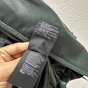 Loewe wide-leg motorcycle leather jacket in green  - 2