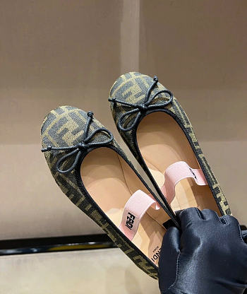 FENDI | Junior Ballerinas Tobacco jacquard ballerina