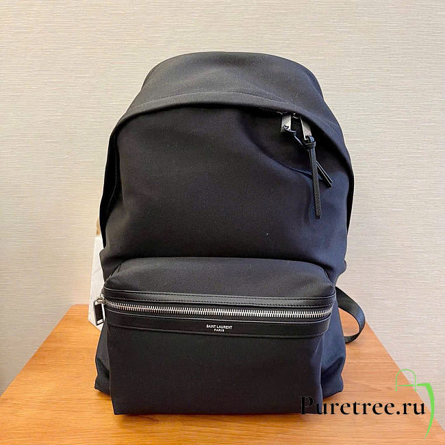 YSL | City backpack in canvas, nylon and leather in black - 1