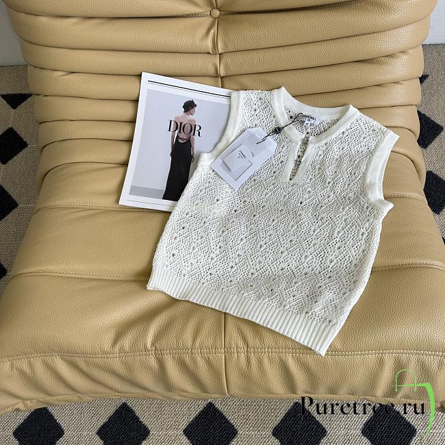 CHANEL | Hollow knit tops in white/black - 1