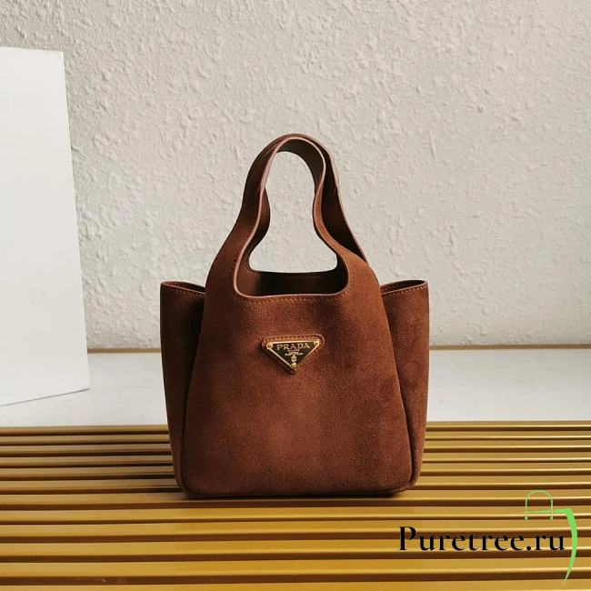 PRADA | Suede Leather Tote Bag 1BA349 18x16x10cm - 1