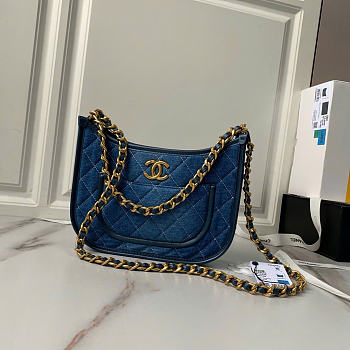 CHANEL | Denim Hobo Bag Gold Hardware 