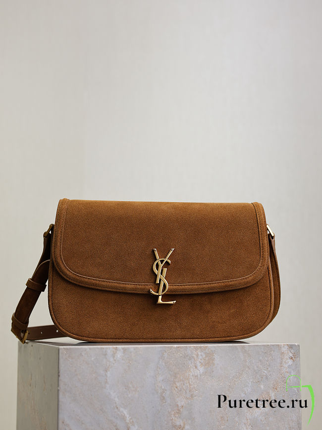 YSL | SAINT LAURENT Solferino medium suede shoulder bag in brown  - 1
