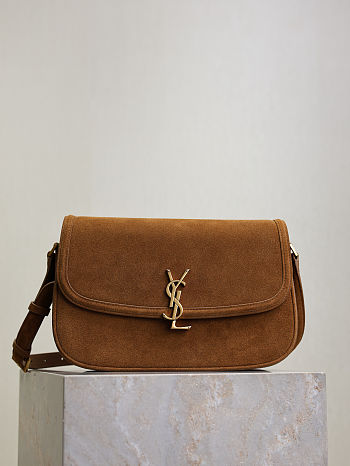 YSL | SAINT LAURENT Solferino medium suede shoulder bag in brown 