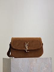 YSL | SAINT LAURENT Solferino small suede shoulder bag in brown - 1