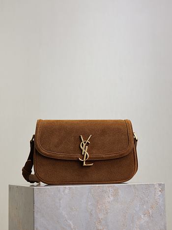 YSL | SAINT LAURENT Solferino small suede shoulder bag in brown