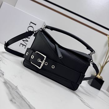 LOEWE | Small Puzzle Biker bag in shiny calfskin Black