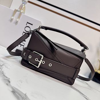 LOEWE | Small Puzzle Biker bag in shiny calfskin Brown