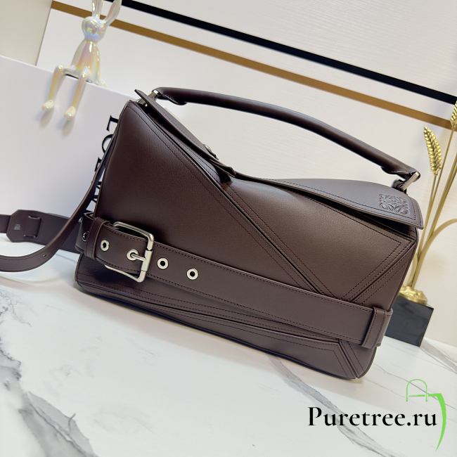LOEWE | Large Puzzle Biker bag in shiny calfskin Brown - 1
