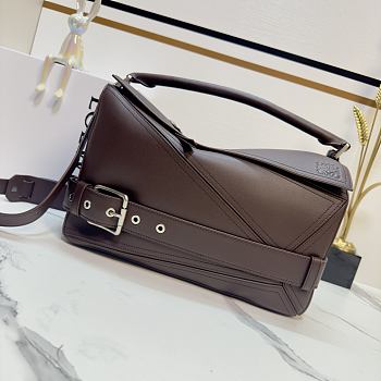 LOEWE | Large Puzzle Biker bag in shiny calfskin Brown