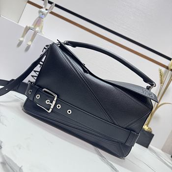 LOEWE | Large Puzzle Biker bag in shiny calfskin Black