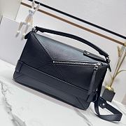LOEWE | Large Puzzle Biker bag in shiny calfskin Black - 4