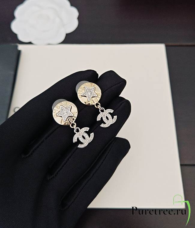 Chanel two-color round five-pointed star earrings - 1