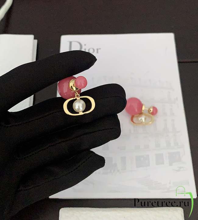 Dior pink large and small pearl earrings - 1