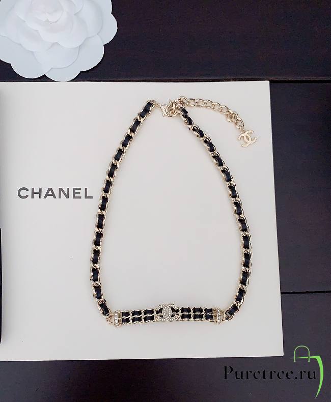 Chanel black leather necklace - 1