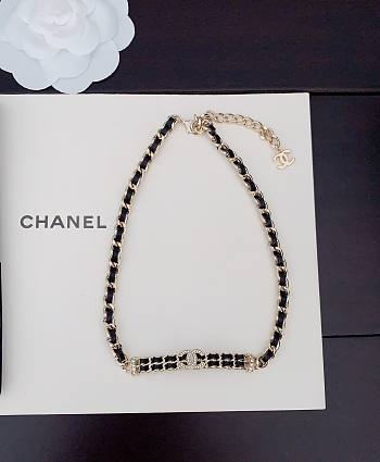 Chanel black leather necklace